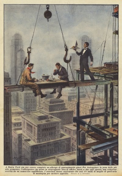 In New York wordt een hotel van zevenenveertig verdiepingen voltooid door Achille Beltrame