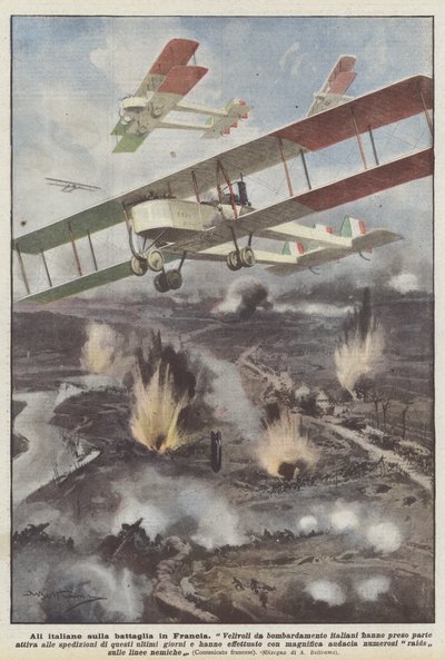 Italiaanse vleugels boven de slag in Frankrijk door Achille Beltrame