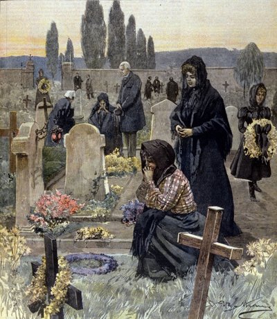 Allerheiligen in Italië in 1899. illustratie door Achille Beltrame door Achille Beltrame