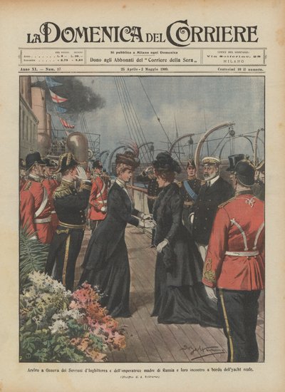Aankomst in Genua van de koningen van Engeland en de keizerin-moeder van Rusland en hun ontmoeting door Achille Beltrame