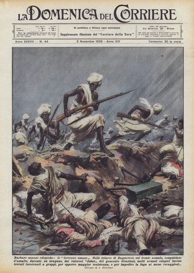 Barbaarse Ethiopische gebruiken, de menselijke forten door Achille Beltrame