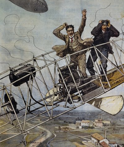 Rampspoed van De Bradski luchtschip nabij Parijs, Frankrijk, illustratie door Achille Beltrame voor La Domenica del Corriere, 26 oktober door Achille Beltrame