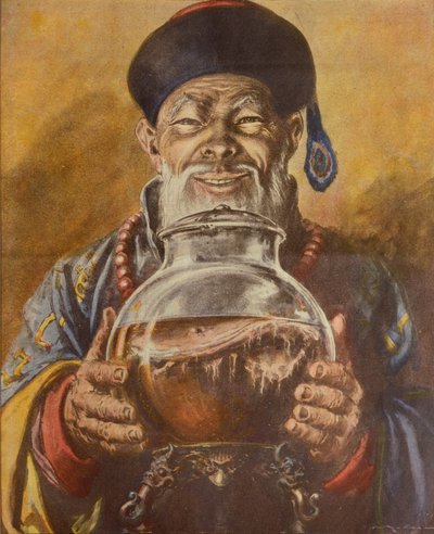 Chinese paddenstoel, door Achille Beltrame, illustratie, Illustrator Walter Molino (1915-1997), uit La Domenica del Corriere door Achille Beltrame