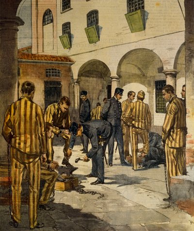 Civiele hervormingen: afschaffing van kettingen in Italiaanse gevangenissen door Achille Beltrame