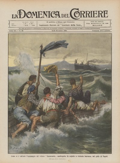 Hoe de bemanning van het zeilschip Incoronata werd gered na schipbreuk door een hevige storm door Achille Beltrame