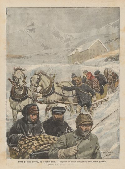 Hoe men nu, voor het laatste jaar, de Simplon passeert, in afwachting van de opening van de nieuwe tunnel door Achille Beltrame