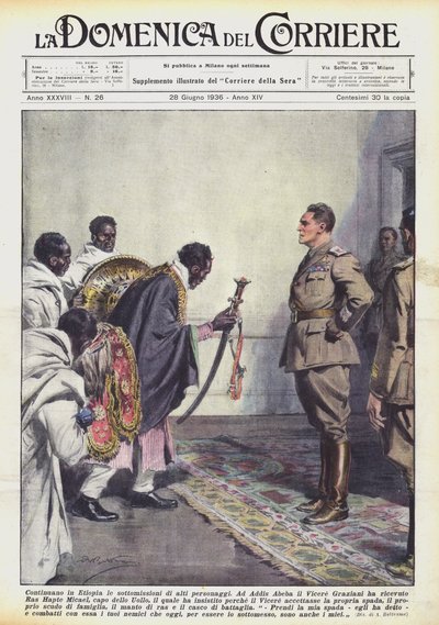 In Ethiopië gaan de onderwerping van hoge personages door door Achille Beltrame