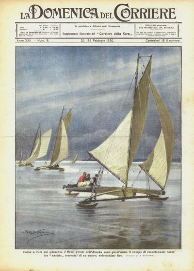 Zeilraces op het ijs door Achille Beltrame