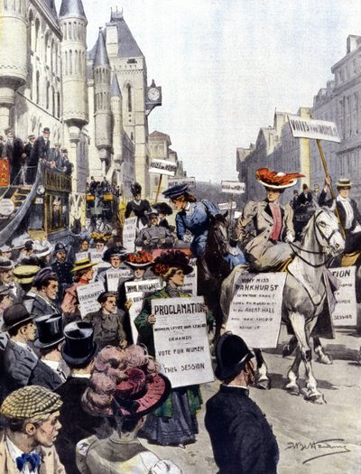 Demonstraties in Londen in september 1908 door Achille Beltrame