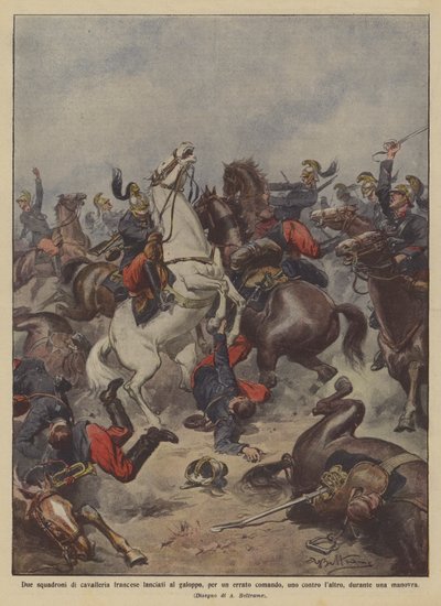 Twee eskadrons Franse cavalerie in galop, door een fout bevel door Achille Beltrame
