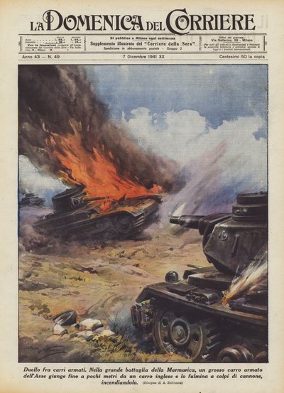 Duel tussen tanks door Achille Beltrame