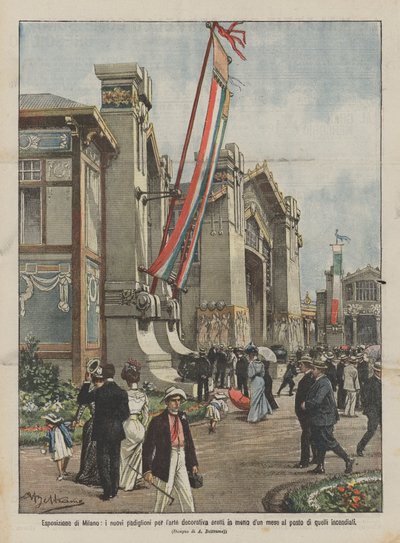 Tentoonstelling van Milaan, de nieuwe paviljoens voor decoratieve kunst opgericht in minder dan een maand op de plaats ? door Achille Beltrame