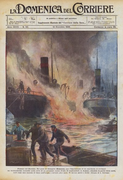 Vlammen op de Donau door Achille Beltrame