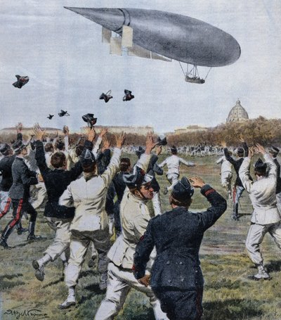 Vlucht van luchtschip bestuurd door Crocco en Ricaldoni in Rome, 31 oktober door Achille Beltrame