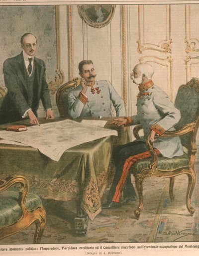 Franz Joseph I, Keizer van Oostenrijk, bespreekt de bezetting van Montenegro, Omslagillustratie van 