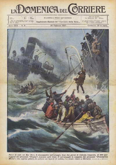 Woedende golven op de Zwarte Zee door Achille Beltrame