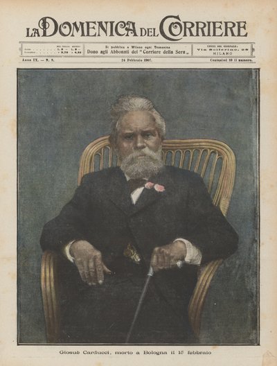 Giosue Carducci, overleden in Bologna op 15 februari door Achille Beltrame
