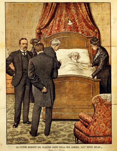 Giuseppe Verdi sterft, illustratie door Achille Beltrame. Italië, 20e eeuw door Achille Beltrame