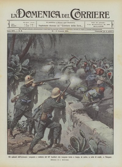 De heldendaden, sergeant en soldaat van het 63e fuseliersregiment die lang standhouden ? door Achille Beltrame