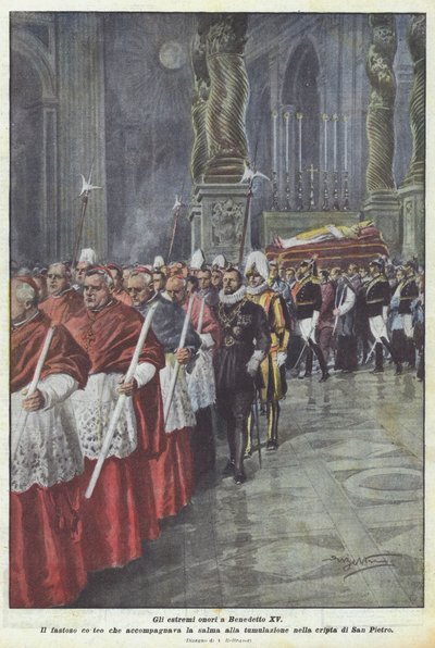 De laatste eer aan Benedictus XV door Achille Beltrame