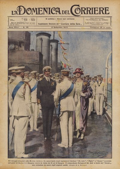 De buitenlandse eerbetonen aan de Italiaanse marine door Achille Beltrame