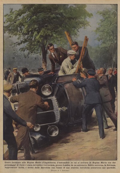 Ernstig ongeluk van de Koningin-Moeder van Engeland door Achille Beltrame