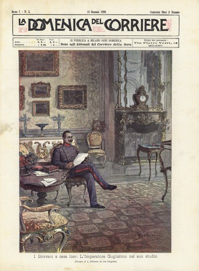 De vorsten thuis, keizer Wilhelm in zijn studeerkamer door Achille Beltrame