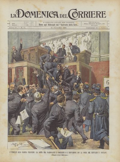De onlusten in de Franse Kamer, de strijd tussen nationalisten en socialisten en de gedwongen uitzetting ? door Achille Beltrame