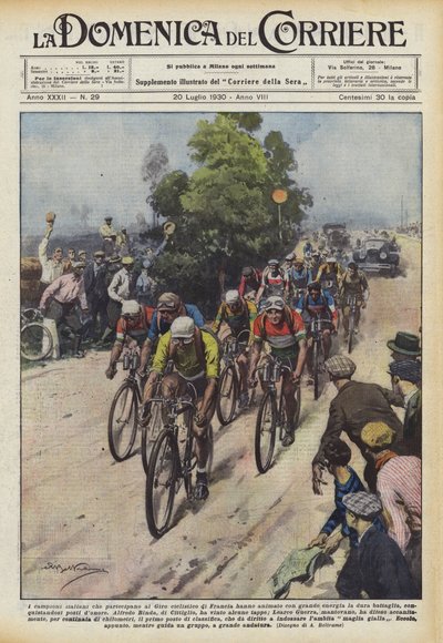 De Italiaanse kampioenen die deelnemen aan de Ronde van Frankrijk hebben met grote energie... door Achille Beltrame