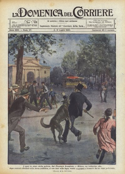 Honden ter hulp van de politie door Achille Beltrame