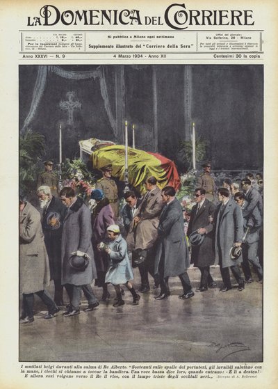 De Belgische verminkten voor het lichaam van koning Albert door Achille Beltrame