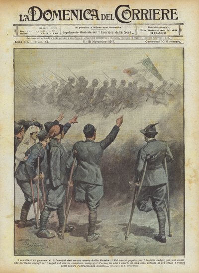 De oorlogsinvaliden aan de verdedigers van het heilige land van het Vaderland door Achille Beltrame
