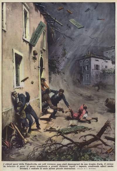 De lachende dorpen van Valpolicella, op de heuvels van Verona, zijn beschadigd door een windhoos door Achille Beltrame