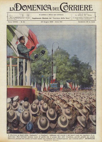 De toespraak tot de infanterie van de Sabauda, in Cagliari door Achille Beltrame