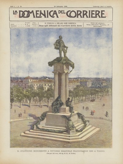 Het grandioze monument voor Vittorio Emanuele, gisteren ingehuldigd in Turijn door Achille Beltrame