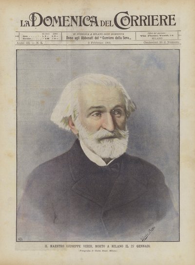 Maestro Giuseppe Verdi, overleden in Milaan op 27 januari door Achille Beltrame