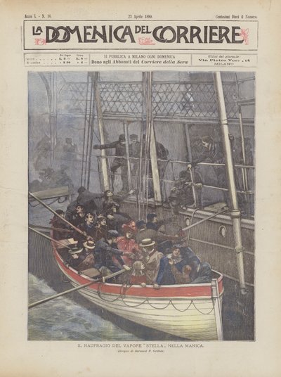 Het schipbreuk van de stoomboot Stella in het Kanaal door Achille Beltrame