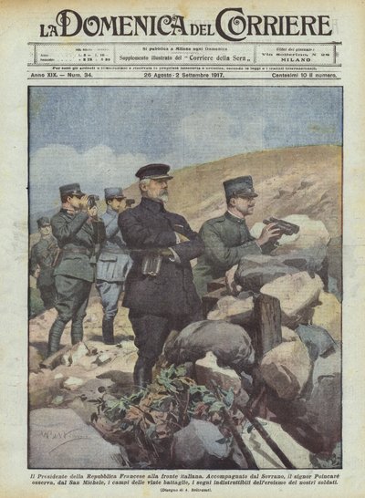 De President van de Franse Republiek aan het Italiaanse front door Achille Beltrame