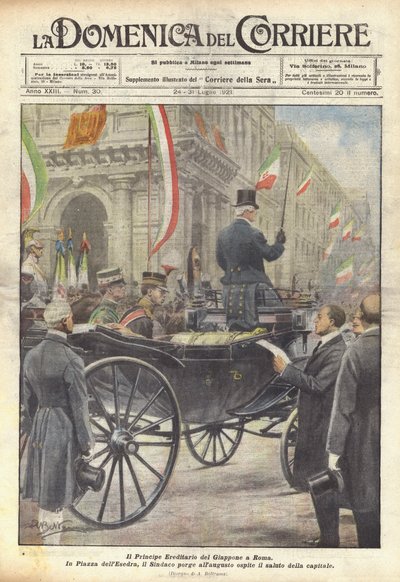 De kroonprins van Japan in Rome door Achille Beltrame