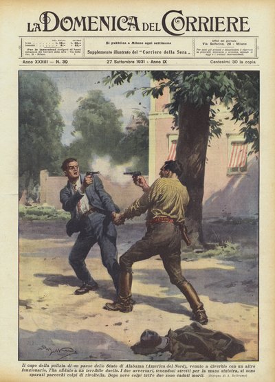 Het hoofd van de politie van een dorp in de staat Alabama (Noord-Amerika), in conflict gekomen met door Achille Beltrame