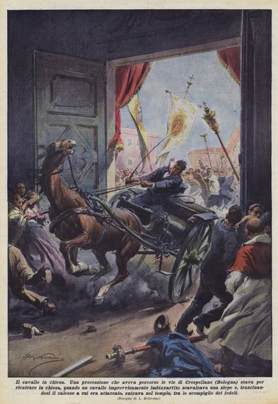 Het paard in de kerk door Achille Beltrame