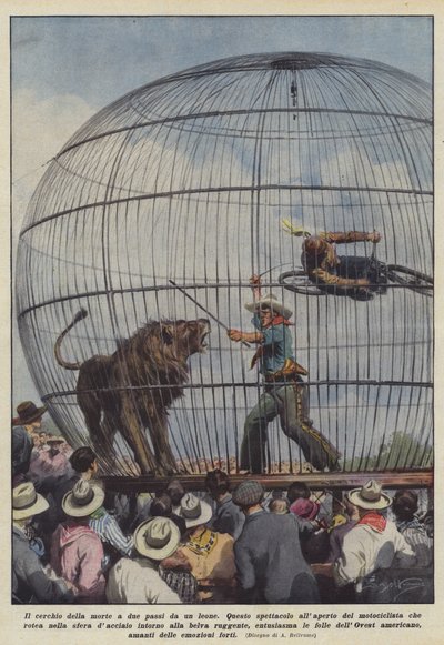 De cirkel van de dood op een steenworp afstand van een leeuw door Achille Beltrame