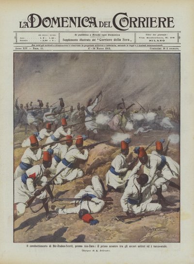 Het gevecht van Bir-Rodan-Scerif, bij Ain-Zara, het eerste treffen tussen de Eritrese askari
