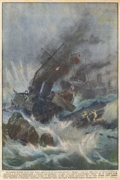Het drama van zeven eenheden van de Amerikaanse vloot door Achille Beltrame