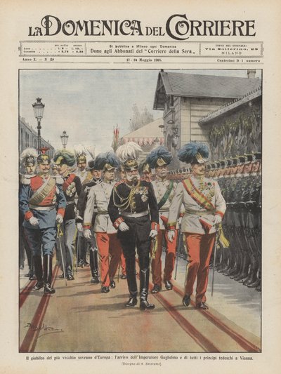 Het jubileum van de oudste vorst van Europa, de aankomst van keizer Wilhelm en allen door Achille Beltrame