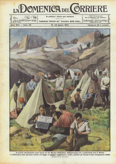 Het grote kampement van de Uoeini in Val Masino (Valtellina) door Achille Beltrame
