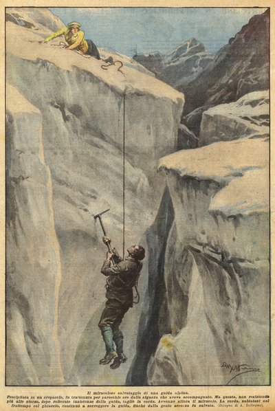 De wonderbaarlijke redding van een berggids door Achille Beltrame