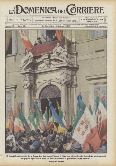 De triomfantelijke terugkeer van de koning naar Rome door Achille Beltrame