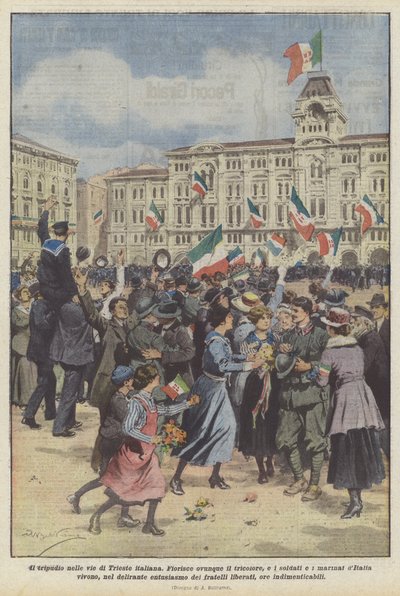 De vreugde in de straten van Italiaans Triëst door Achille Beltrame