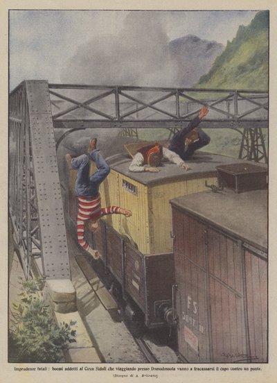Fatale onvoorzichtigheden, Bohemen verbonden aan het Circus Sidoli die reizen nabij Domodossola door Achille Beltrame